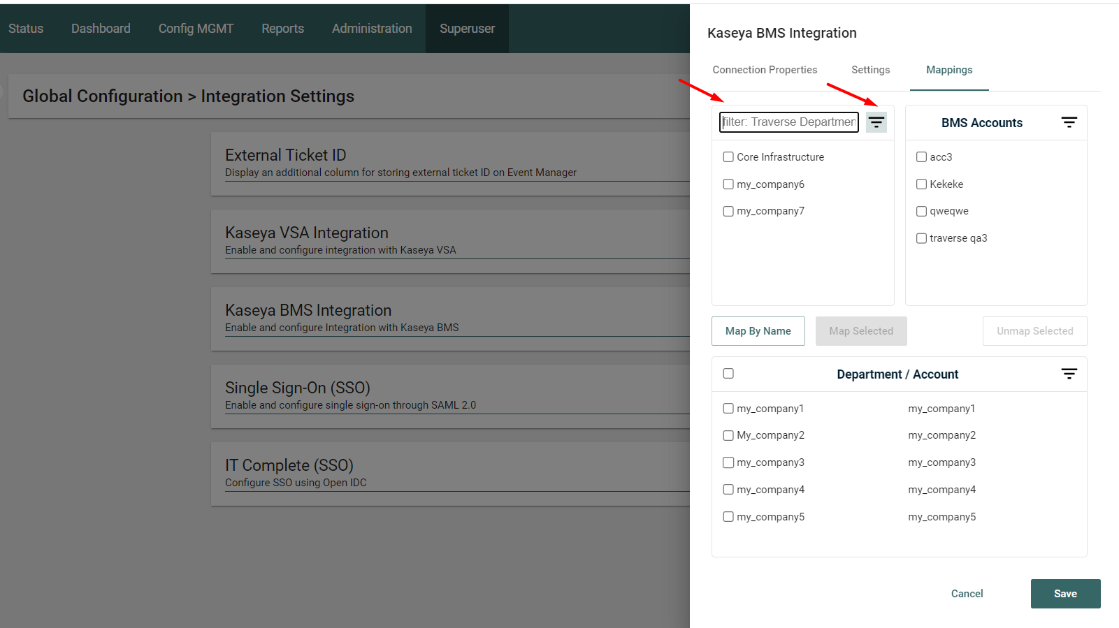 Integration Settings
